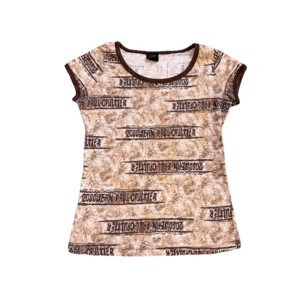 Vintage Jean Paul GAULTIER FEMME 2000 Women’s Sz 40 T-shirt Y2K Brown Tan Rare
